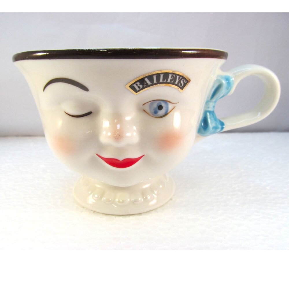Vintage Baileys Ceramic Winking Face Lady Cup with Handle